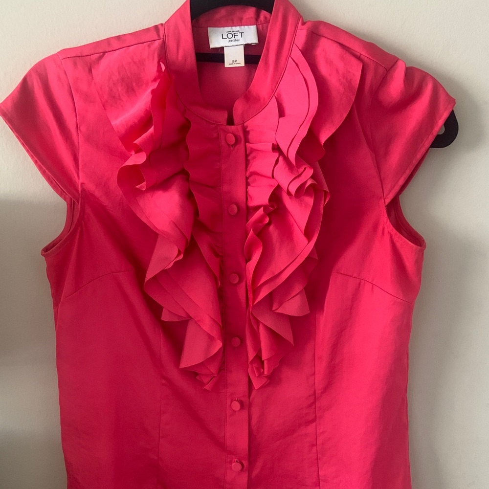 LOFT bright pink blouse